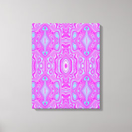 Trippy Hot Pink en Aqua Blue Abstract Patroon Canvas Afdruk