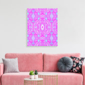 Trippy Hot Pink en Aqua Blue Abstract Patroon Canvas Afdruk (Insitu (Woonkamer))