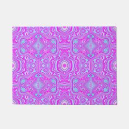Trippy Hot Pink en Aqua Blue Abstract Patroon Deurmat