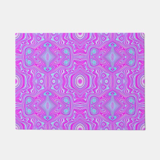 Trippy Hot Pink en Aqua Blue Abstract Patroon Deurmat (Voorkant)