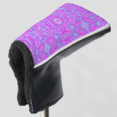 Trippy Hot Pink en Aqua Blue Abstract Patroon Golfheadcover (3/4 voorkant)