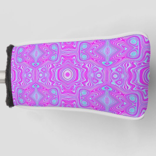 Trippy Hot Pink en Aqua Blue Abstract Patroon Golfheadcover (Voorkant)