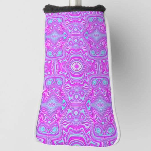 Trippy Hot Pink en Aqua Blue Abstract Patroon Golfheadcover (Draai 90)