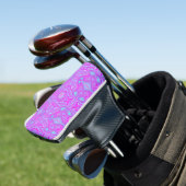 Trippy Hot Pink en Aqua Blue Abstract Patroon Golfheadcover (Insitu)