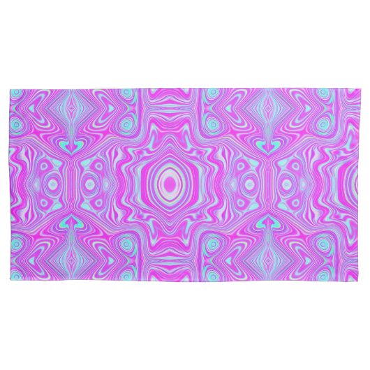 Trippy Hot Pink en Aqua Blue Abstract Patroon Kussensloop (Voorkant-Links)