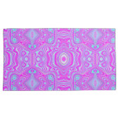 Trippy Hot Pink en Aqua Blue Abstract Patroon Kussensloop (Voorkant-Rechts)