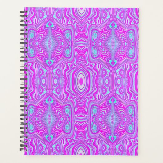 Trippy Hot Pink en Aqua Blue Abstract Patroon Planner (Voorkant)