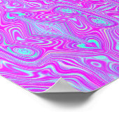 Trippy Hot Pink en Aqua Blue Abstract Patroon Poster (Hoek)