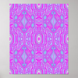 Trippy Hot Pink en Aqua Blue Abstract Patroon Poster