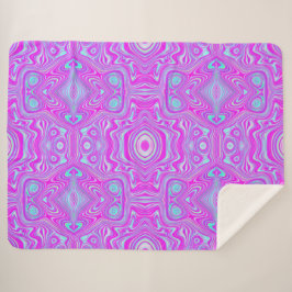 Trippy Hot Pink en Aqua Blue Abstract Patroon Sherpa Deken