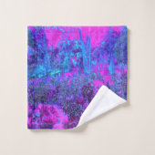 Trippy Hot Pink en Blue Impressionistic Landscape Bad Handdoek (Wasdoekje)