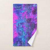 Trippy Hot Pink en Blue Impressionistic Landscape Bad Handdoek (Handdoek)