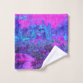 Trippy Hot Pink en Blue Impressionistic Landscape Bad Handdoek (Wasdoekje)