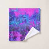 Trippy Hot Pink en Blue Impressionistic Landscape Bad Handdoek (Wasdoekje)