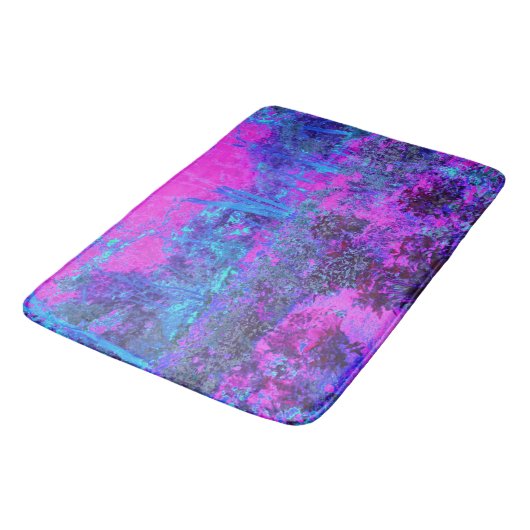 Trippy Hot Pink en Blue Impressionistic Landscape Badmat (Gekanteld)