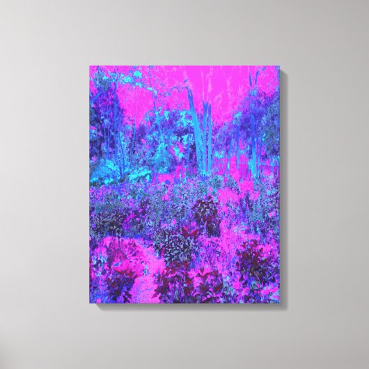 Trippy Hot Pink en Blue Impressionistic Landscape Canvas Afdruk (Voorkant)