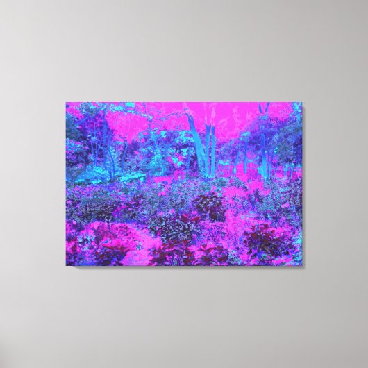 Trippy Hot Pink en Blue Impressionistic Landscape Canvas Afdruk (Voorkant)