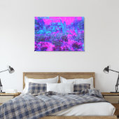 Trippy Hot Pink en Blue Impressionistic Landscape Canvas Afdruk (Insitu (Slaapkamer))