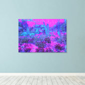 Trippy Hot Pink en Blue Impressionistic Landscape Canvas Afdruk (Insitu (Houten vloer))