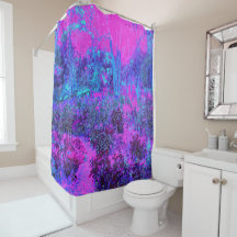 Trippy Hot Pink en Blue Impressionistic Landscape