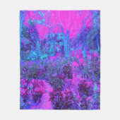 Trippy Hot Pink en Blue Impressionistic Landscape Fleece Deken (Voorkant)