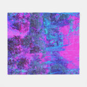 Trippy Hot Pink en Blue Impressionistic Landscape Fleece Deken (Voorkant (Horizontaal))