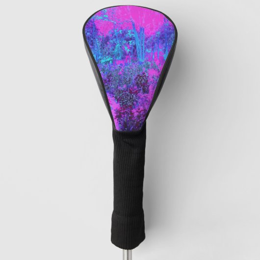 Trippy Hot Pink en Blue Impressionistic Landscape Golfheadcover (Voorkant)
