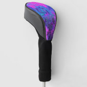Trippy Hot Pink en Blue Impressionistic Landscape Golfheadcover (Schuin)