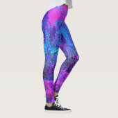 Trippy Hot Pink en Blue Impressionistic Landscape Leggings (Rechts)