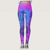 Trippy Hot Pink en Blue Impressionistic Landscape Leggings (Voorkant)