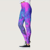 Trippy Hot Pink en Blue Impressionistic Landscape Leggings (Links)