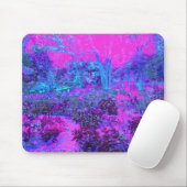 Trippy Hot Pink en Blue Impressionistic Landscape Muismat (Met muis)