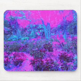 Trippy Hot Pink en Blue Impressionistic Landscape Muismat