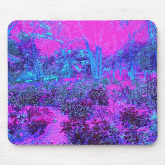 Trippy Hot Pink en Blue Impressionistic Landscape Muismat (Voorkant)