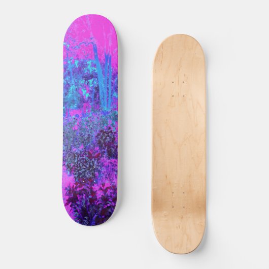 Trippy Hot Pink en Blue Impressionistic Landscape Persoonlijk Skateboard (Voorkant)