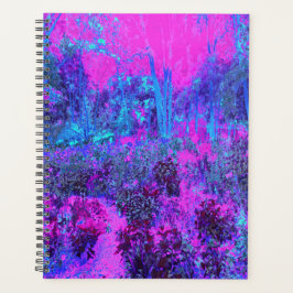 Trippy Hot Pink en Blue Impressionistic Landscape Planner