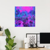 Trippy Hot Pink en Blue Impressionistic Landscape Poster (Thuiskantoor)