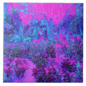 Trippy Hot Pink en Blue Impressionistic Landscape Tegeltje (Voorkant)