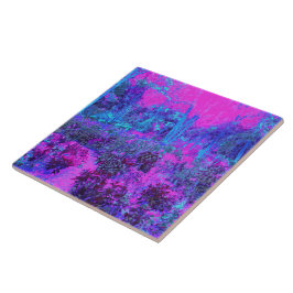 Trippy Hot Pink en Blue Impressionistic Landscape Tegeltje