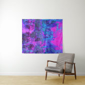 Trippy Hot Pink en Blue Impressionistic Landscape Wandkleed (In Situ (horizontaal))