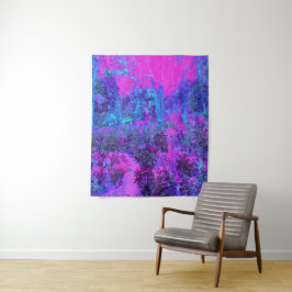 Trippy Hot Pink en Blue Impressionistic Landscape Wandkleed