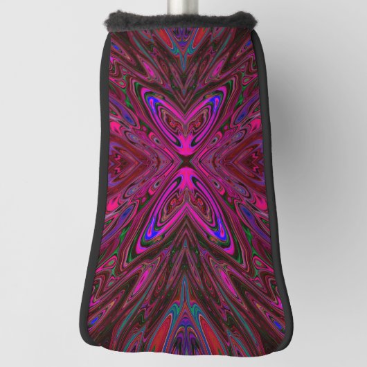 Trippy Hot Pink, Red en Blue Abstracte Butterfly Golfheadcover (Draai 90)
