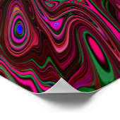 Trippy Hot Pink, Red en Blue Abstracte Butterfly Poster (Hoek)