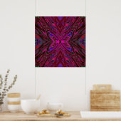 Trippy Hot Pink, Red en Blue Abstracte Butterfly Poster (Keuken)