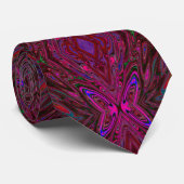 Trippy Hot Pink, Red en Blue Abstracte Butterfly Stropdas (Opgerold)