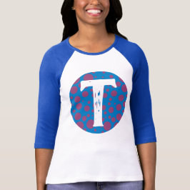 Trippy initiaal stippen paarse passie maan cirkel t-shirt