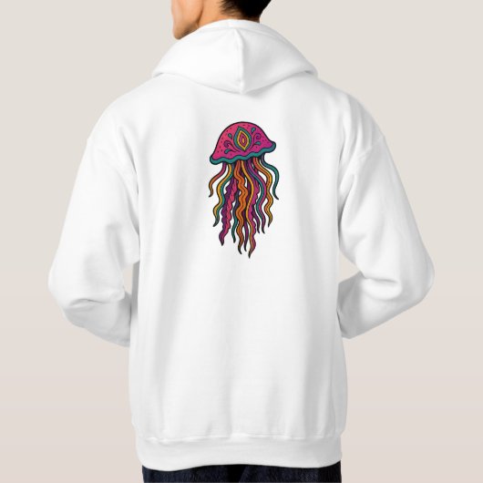 Trippy Jellyfish Neon Graphic Hoodie (Achterkant)