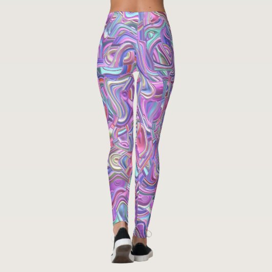 Trippy Kleurrijke 3D Krullen Leggings (Achterkant)