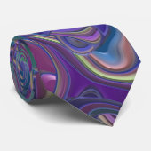 Trippy Kleurrijke 3D Krullen   Stropdas (Opgerold)