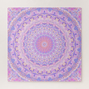 Trippy kleurrijke ingewikkelde boho hippie mandala legpuzzel